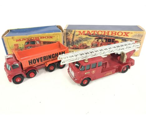 A Boxed Matchbox 8-Wheel Tipper Truck #K-1 and a King Size Merryweather Fire Engine #K-15.