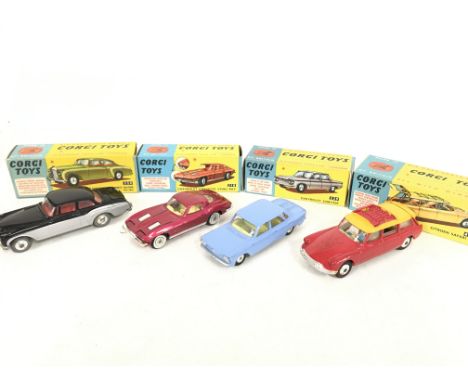 4 Boxed Corgi Vehicles. A Bentley Continental Sports Saloon #224. A Chevrolet Corvette Sting Ray #310. A Chevrolet Corvair #2
