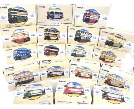 A Collection of Boxed Corgi Classics. Buss and Trams.