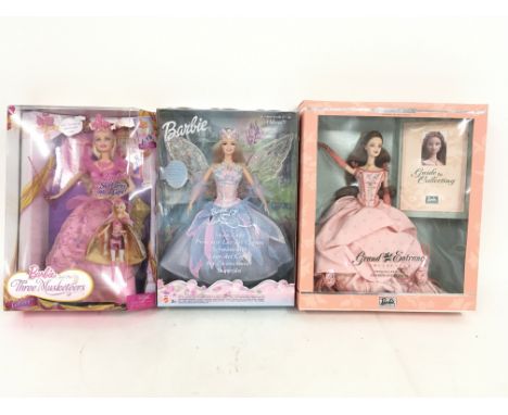 A collection of three Boxed Barbie dolls including Three Musketeers..Swan Lake. And Grand Entrance. (3)