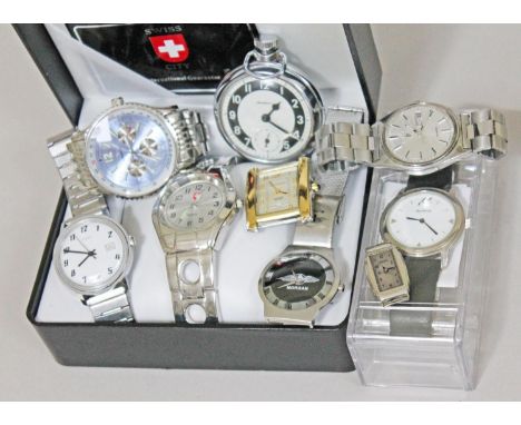 A mixed lot of watches comprising Swiss City, Timex, Olympus, Morgan, Klaus-Kobec, Ciancci, Pulsar, Ingersoll and Hamilton.  