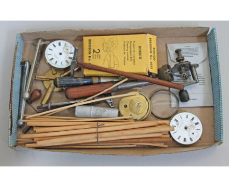 A box of watch maker's tools and spares.  