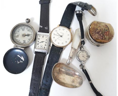 A mixed lot comprising thre vintage wristwatches, a compass etc. 