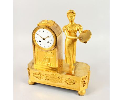 A SUPERB ORMOLU MANTLE CLOCK by AUBINEAU STRASOURG entitled "Simplicite Constance",  the movement with white dial striking on