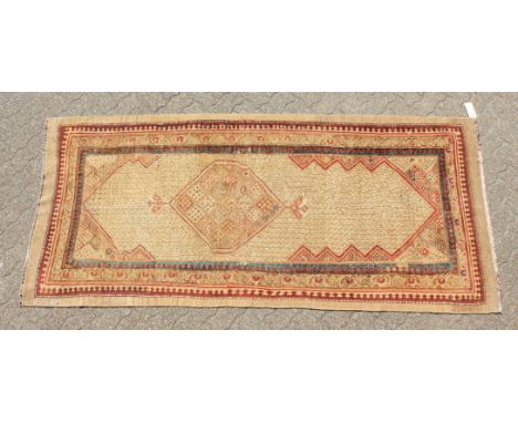 A PERSIAN TRIBAL SARAB RUNNER with long central motif and border. 7ft x 3ft 10ins.