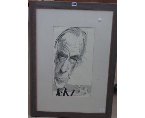 John Springs (b.1960), J. K. Galbraith, Economist, cartoon for The Sunday Times, 1984, pen and ink, heightened with white, si