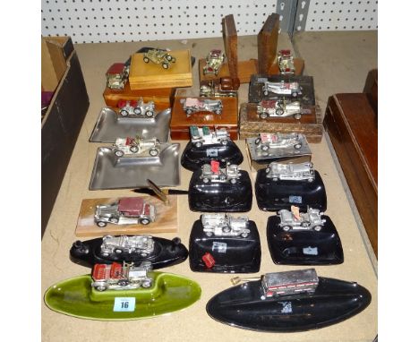 A quantity of 20th century desk stands and ashtrays of automobile interest, (qty).  S4B