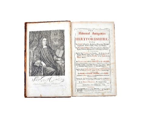 CHAUNCY (Sir Henry)  The Historical Antiquities of Hertfordshire  . . .  First Edition. title printed in red & black, engrave