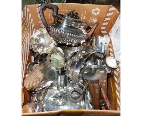 Silver plated wares, including; tea and coffee pots, milk jugs, cased flatware, candlestick and sundry, (qty).   S2B