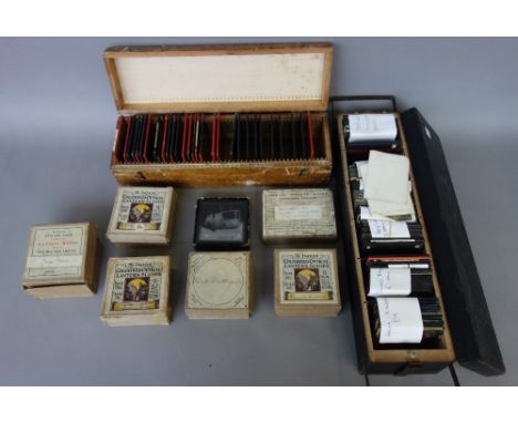 A quantity of three inch glass magic lantern slides and negatives, including; Babes in the wood, Three Bears, Dick Whittingto