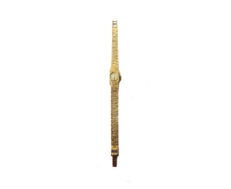 A Rotary 9ct gold lady's bracelet wristwatch, the signed circular dial with baton numerals, the tapering bracelet having a ba
