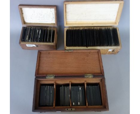 A quantity of three inch magic lantern glass slides, circa 1900 and later, including; Europe and Asia architectural (approxim