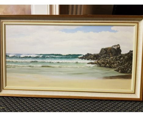B. RUDD. A framed, glazed limited edition 56/95, signed print of a coastal scene, 53.5cm x 53.5cm. Together with GARCEAU. A f