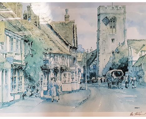 E. R. STURGEON. Framed, glazed, signed in pencil to margin, limited edition print, titled Henley in Arden, gallery lavel vers