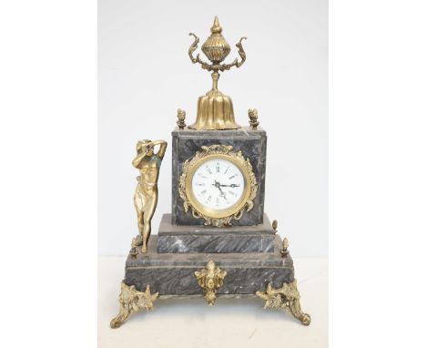 Early 20th century Belgium slate clock with key