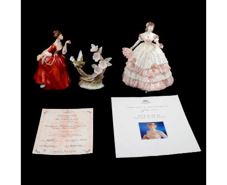 Collection of six figurines, including Coalport ' Diana, The Jewel in the Crown', Coalport ' Olivia', Royal Doulton 'Caroline