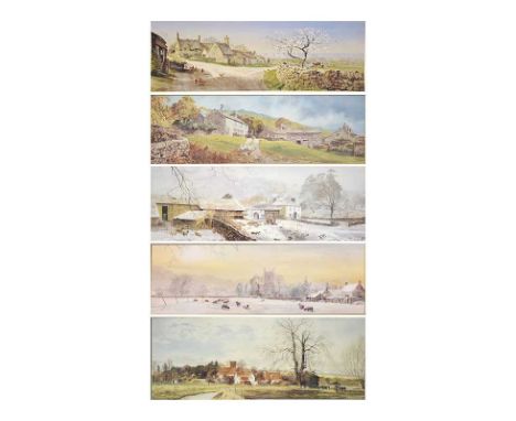 Alan Ingham, five farming landscapes, including Upperwall Farm, Saintbury nr Broadway, Gloucestershire,colour prints, mounted