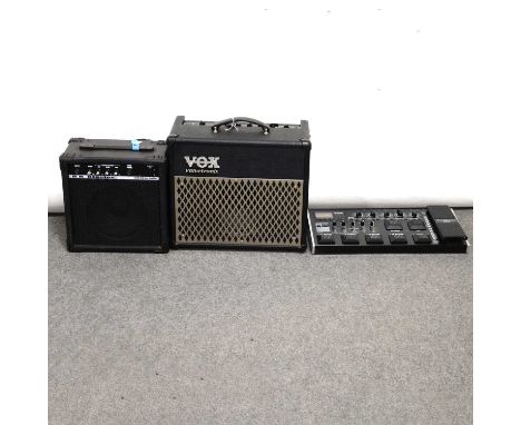 Vox Valvetronix Amplifier, 10W Bass amplifier and a Korg Tone Works effects pedal.Qty: 3