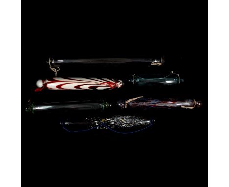 Seven 19th century glass frigger rolling pins, including a Wrockwardine type, and a Nailsea type rolling pin, the largest 50.