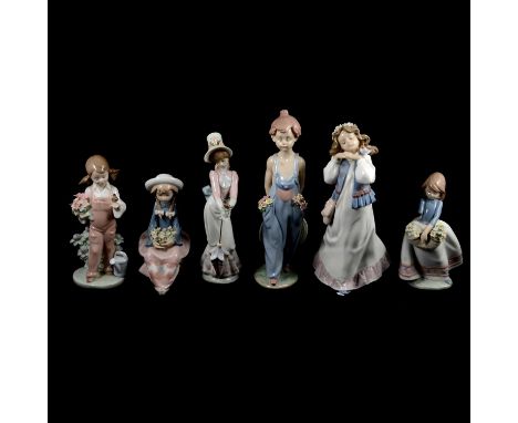 Eight Lladro figurines, including 'Garden Song' model 7618, and models 5467 (damaged), 7622, 6401, 7650, 5554 and two others,