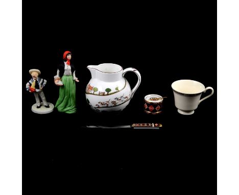 A collection of ceramics, to include Spode Armada Cabinet Cup and Stand, ltd ed 9/500, with CoA; Spode Antique Golfing Scenes