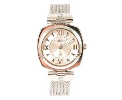 Charriol - a gentleman's Alexandre quartz wristwatch, the 26mm circular silver-coloured dial with Roman numerals, arrow marke
