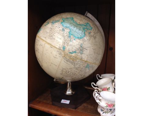 TERRESTRIAL GLOBE ON BAKELITE HEXAGONAL BASE BY SCAN GLOBE WORLD CLASSIC. H42CM