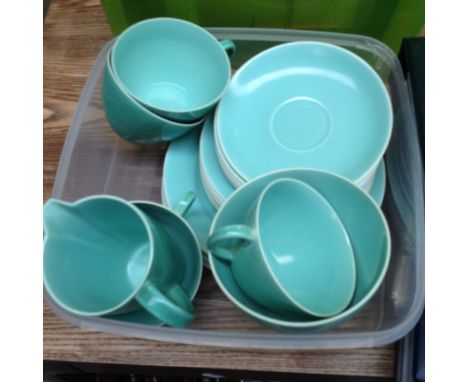 A BOX OF POOLE POTTERY TEA WARE