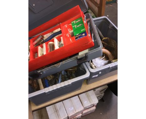 2 BOXES OF TOOLS & A TOOL BOX OF TOOLS