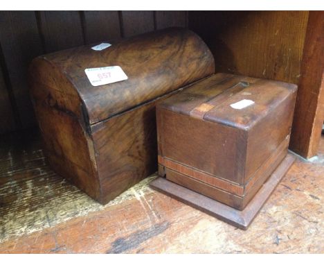 WALNUT TRAY CADDY AND CIGARETTE BOX