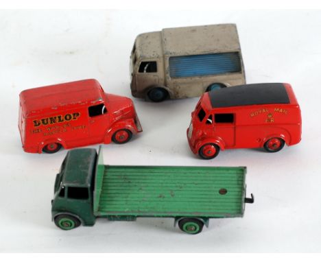 DINKY TOYS DIE CASE TROJAN VAN "DUNLOP" model no 451 red decals showing wear "Dunlop The Worlds Master Tyre", some chips ditt