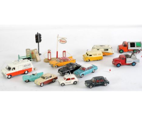 SMALL SELECTION OF CIRCA 1960'S DINKY TOYS DIECAST VEHICLES in playworn condition to include "Plymouth Plaza Taxi" in orange 