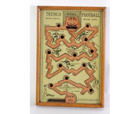 WORLD WAR I PERIOD 'TRENCH FOOTBALL BOARD GAME, in glazed case, marked R F & S, 9 1/2" x 6 1/2" (24 x 16.5cm) 