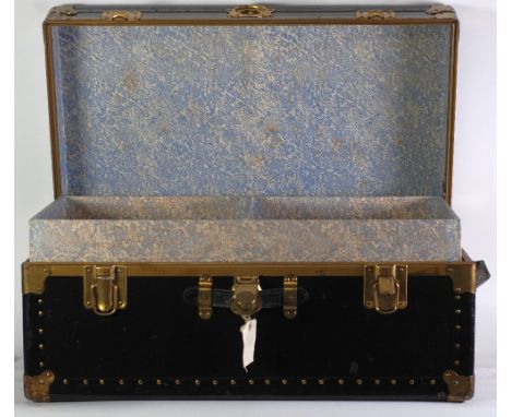 NATIONAL VULCANIZED FIBRE CO. CABIN TRUNK with Cunard White Star Line labels, one inscribed 'Queen Mary' from New York  to So