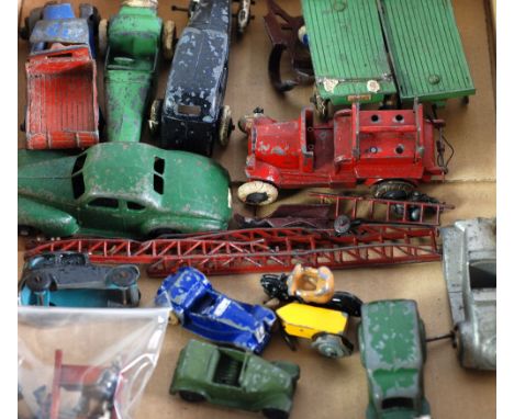 DIABLO DINKY "ROYAL MAIL VAN" and THREE OTHER DINKY TOYS SIMILAR SCALE VEHICLES all playworn, FIVE DINKY TOY PREWAR PIECES al