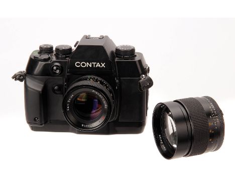 A Contax AX SLR Camera, black, serial no. 012641, with Carl Zeiss Planar T* f/1.4 50mm lens, black, serial no. 6878015, body,