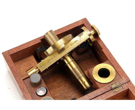 A Horne & Thornthwaite Spectroscope Microscope Eye-Piece Attachment, circa 1870, with divided scales and Vernier readers, in 