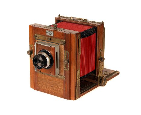 A Lorillon Continental Field Camera, 13x18cm, with Som Berthiot Flor f/4.5 200mm lens, black, serial no. 1116214, body, G, wi