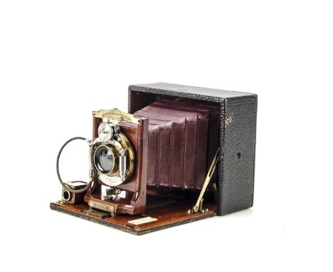 A Mustchiler Robertson & Co. Ray No.1 Camera, with unmarked brass lens, body, G-VG, lens, G, shutter working but sticking, so