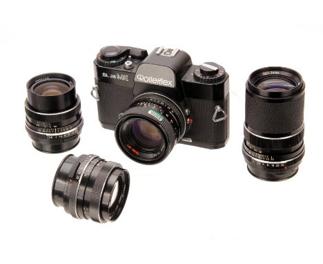 A Rolleiflex SL35 ME SLR Camera, black, serial no. 4936582, with Rollei-HFT Planar f/1.8 50mm lens, black, serial no. 1157778