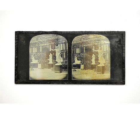 A Thomas R Williams Stereoscopic Daguerreotype of The Stationery Court in the Crystal Palace, printed title verso ‘The Statio
