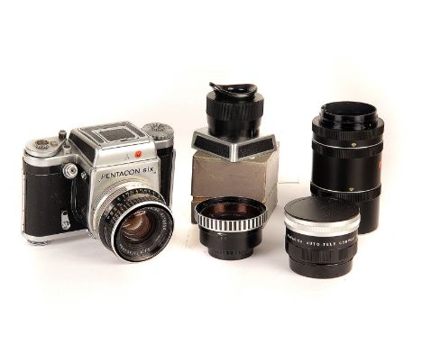 A Pentacon Six SLR Camera, chrome, serial no. 6539, with Carl Zeiss Jena Biometar f/2.8 80mm lens, serial no. 6712696, body, 