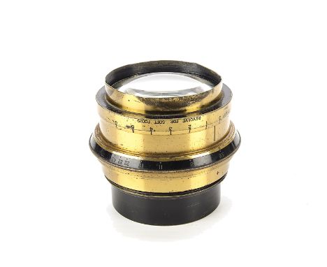 A Taylor Hobson Cooke Portrait Series VI F/5.6 18” Soft Focus Brass Lens, serial no. 43500, body, G, ding to filter thread, e