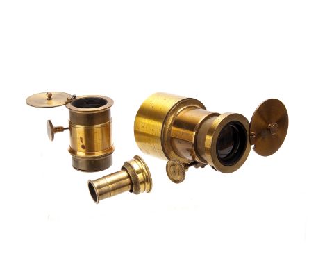 Two French Brass Magic Lantern Lenses, together with another unidentified example (2)