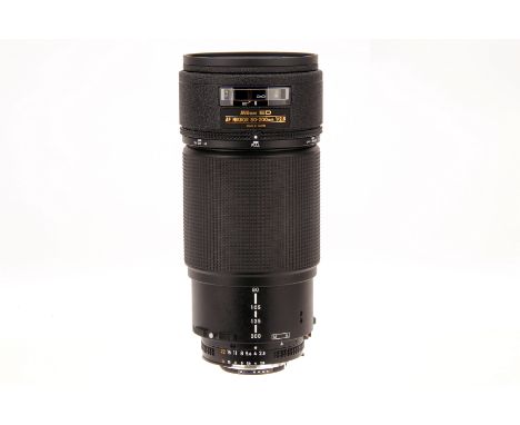 A Nikon AF Nikkor ED f/2.8 80-200mm Lens, black, serial no. 229197, body, VG-E, elements, VG, some very light internal haze, 