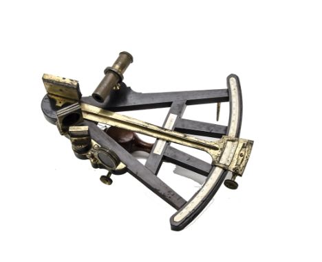 A C. Wilson Frame Octant, circa 1840, lacquered brass on ebony frame, with ivory inset scales