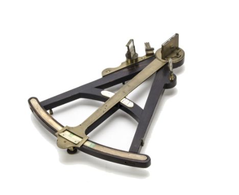 An Unmarked Frame Octant, circa 1850, lacquered brass on ebony frame, with ivory inset scales, AF