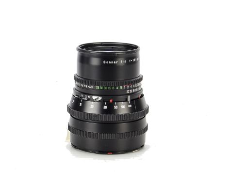 A Carl Zeiss Sonnar C T* f/4 150mm Lens, black, serial no. 6357104, body, VG-E, elements, VG, some very light internal haze, 