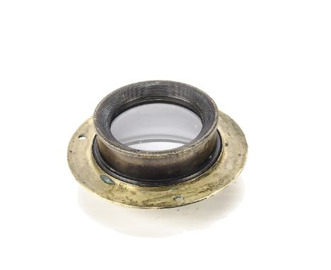 An Early Unmarked Wet Plate Wide Angle Brass Lens, circa 1860, possibly British, with washer stops, body, G, element, VG, som