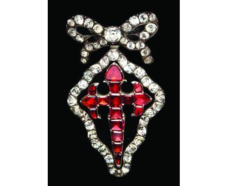 Portugal, Order of St James of the Sword, jewelled badge, mid-19th century, in silver, central cross in red-crystal with oute